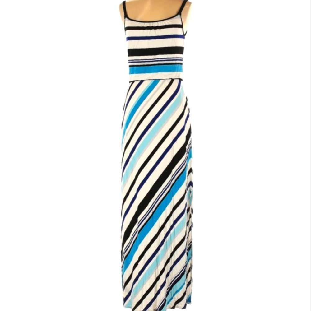 WHBM Womans Blue Striped Sleeveless Maxi Dress Size‎ Small Medium